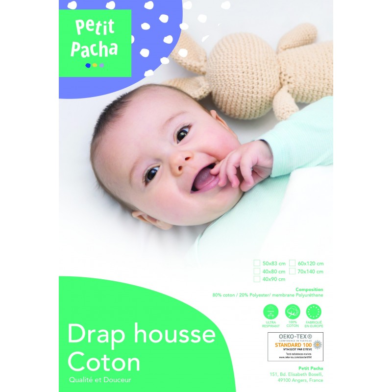 Drap housse pour lit bébé ou berceau - Coton Oeko-Tex 100