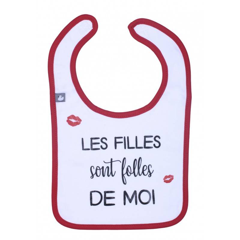 Bavoir Les Filles Sont Folles De Moi Blanc Rouge