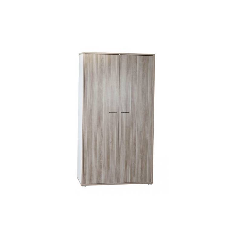 Armoire 2 portes VINTAGE en bois blanc et chêne design