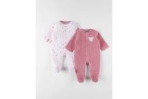 Set de 2 Pyjamas, Rose Clair/Framboise 1 mois