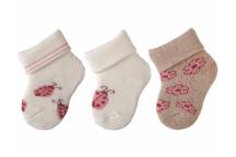 Lot de 3 Chaussettes Nouveau-Né Coccinelle Beige