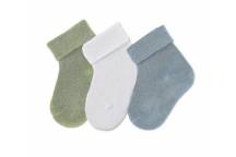 Lot de 3 Chaussettes Nouveau-Né Unis Vert/Blanc/Bleu