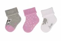 Lot de 3 Chaussettes Nouveau-Né Gris/Rose