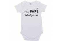 Body  “Avec papi tout est permis ” blanc 3 mois